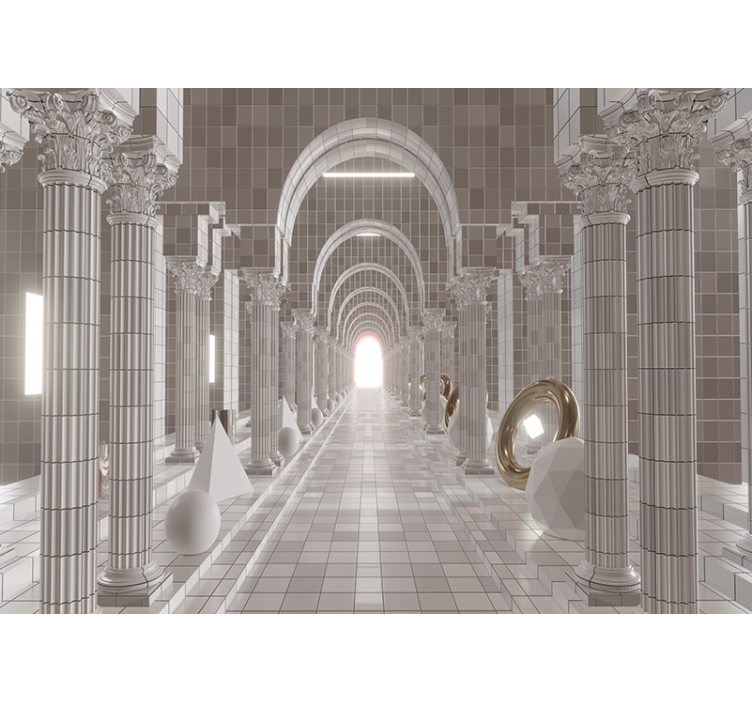 Fotomural 3D Ilusión óptica de columnas - TenVinilo