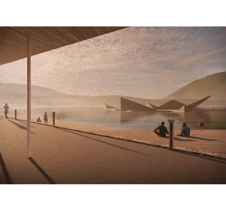 Mural de paisajes perspectiva de lago tranquilo - TenVinilo