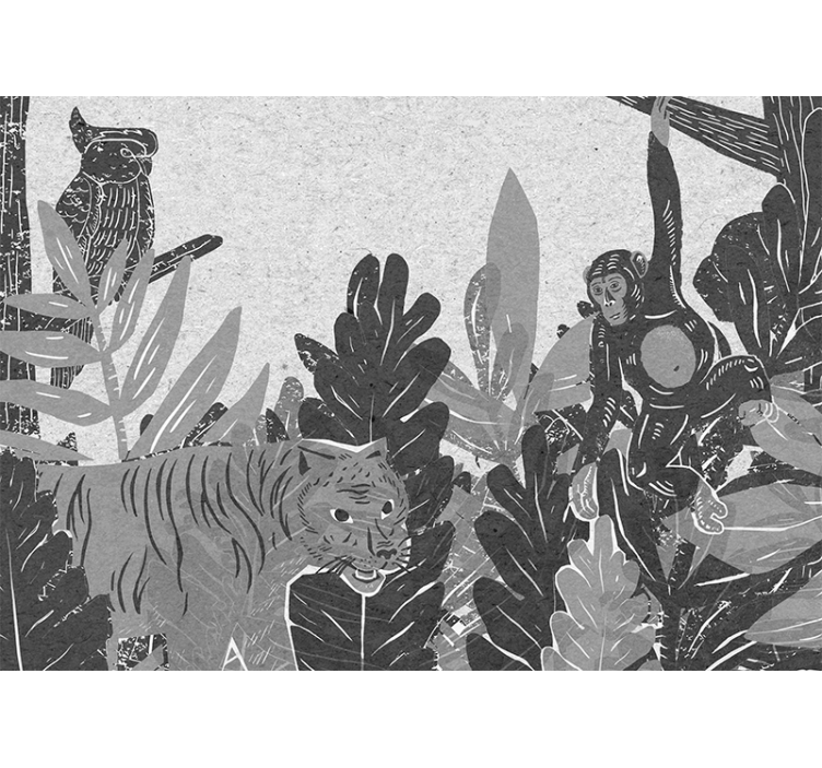 Mural de animales escena de exploración salvaje - TenVinilo