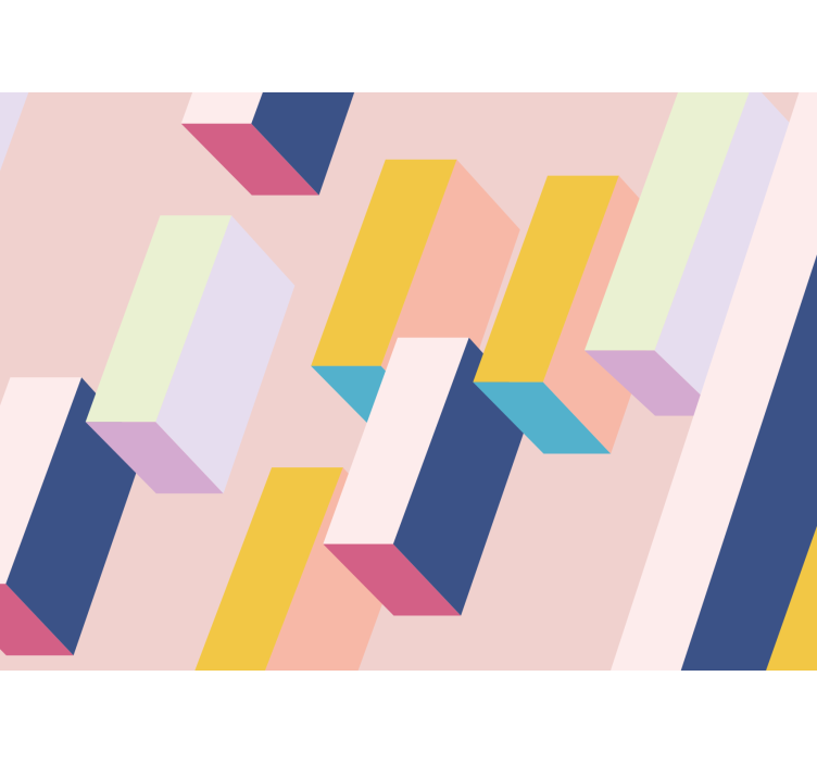 Mural abstracto arreglo de bloques geométricos - TenVinilo