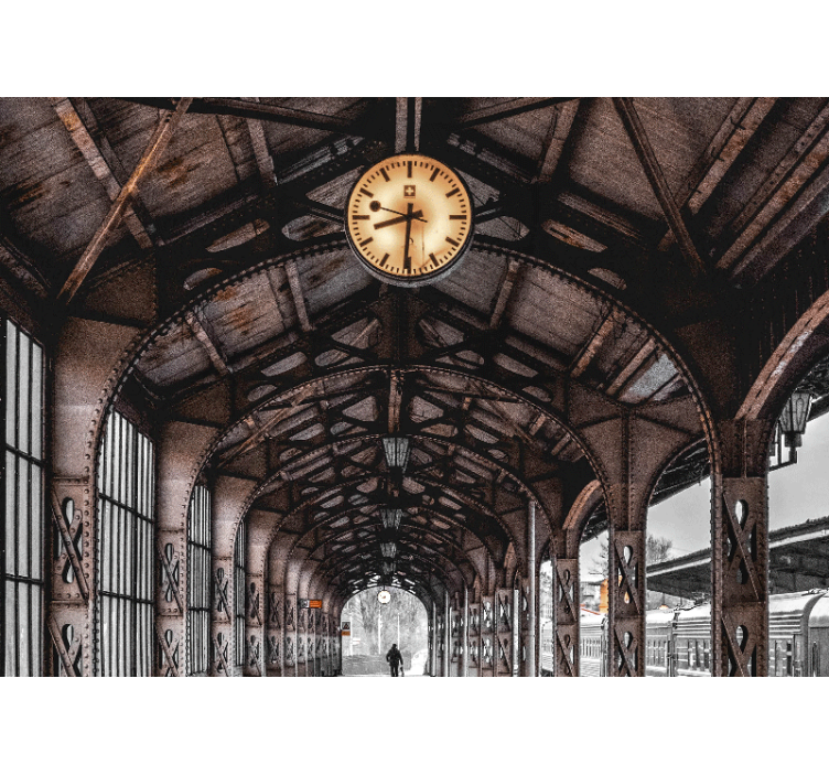Mural ciudad arco de la estación de reloj - TenVinilo