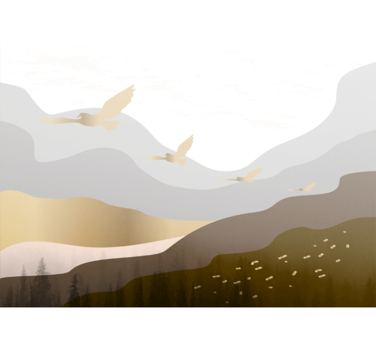 Mural de naturaleza siluetas de aves volando - TenVinilo