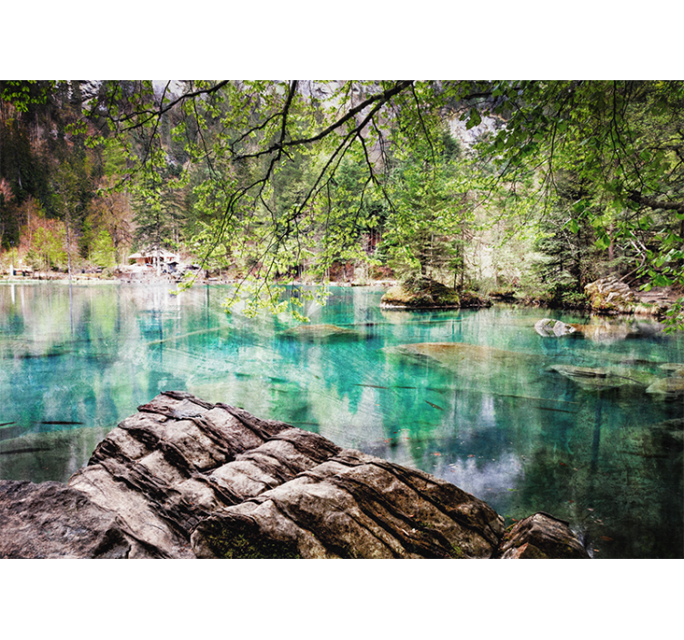 Mural de paisajes escena de lago tranquilo - TenVinilo