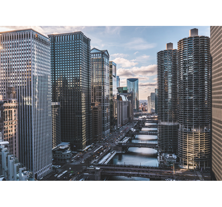 Mural ciudad vista del horizonte de chicago - TenVinilo