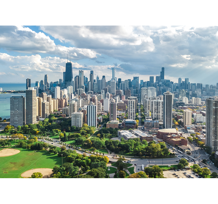Mural ciudad horizontes de chicago - TenVinilo