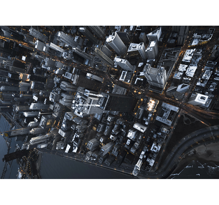 Mural ciudad paisaje urbano desde un mirador - TenVinilo