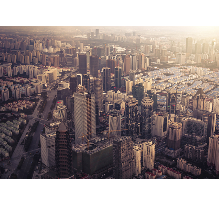 Mural ciudad skyline perspectiva urbana - TenVinilo