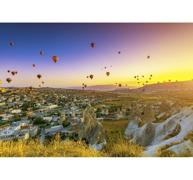 Mural de paisajes globos de aire caliente en capadocia - TenVinilo