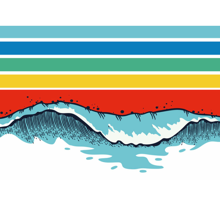 Fotomural mar olas coloridas vintage - TenVinilo