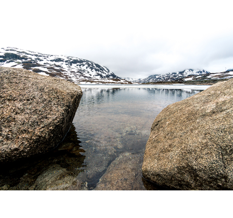 Mural de paisajes reverberación de montañas serenas - TenVinilo