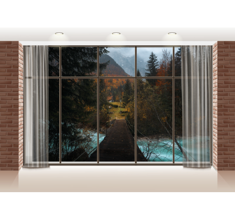 Mural de paisajes escena de sendero montañoso - TenVinilo