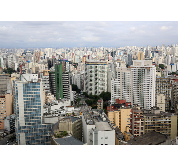 Mural ciudad perspectiva del paisaje urbano - TenVinilo