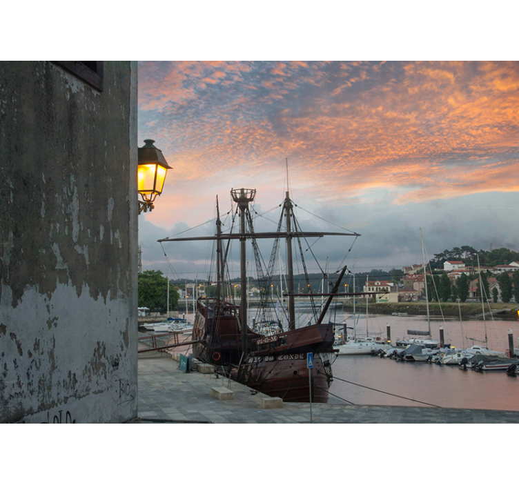 Fotomural ciudad Barco amarrado - TenVinilo