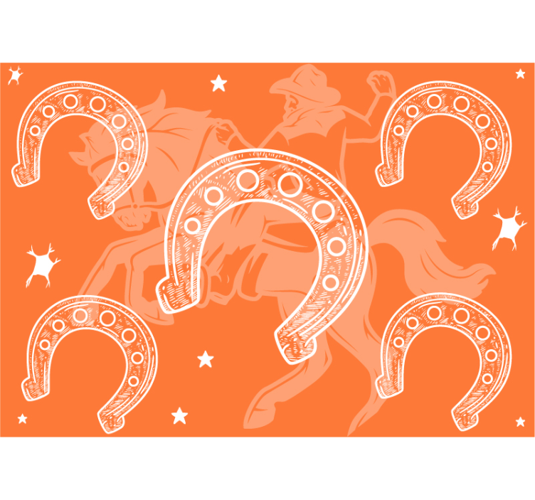 Mural de vehículos escena de rodeo con herraduras - TenVinilo