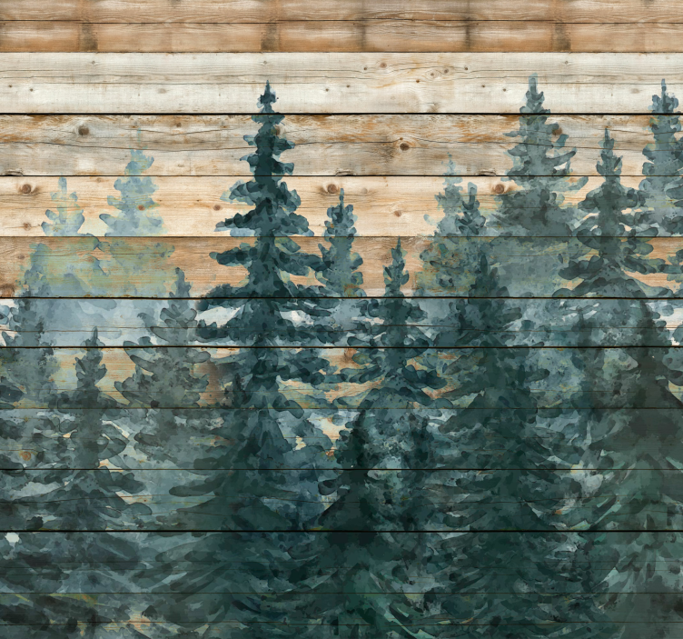 Fotomural salón Árboles acuarela - TenVinilo