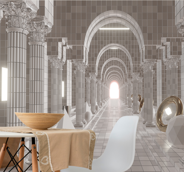 Fotomural 3D Ilusión óptica de columnas - TenVinilo