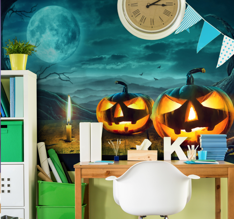 Fotomural 3D Halloween calabazas efecto real - TenVinilo