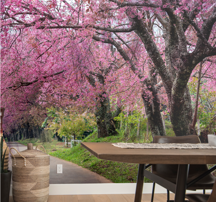 Fotomural de arboles Cerezos japoneses rosados - TenVinilo