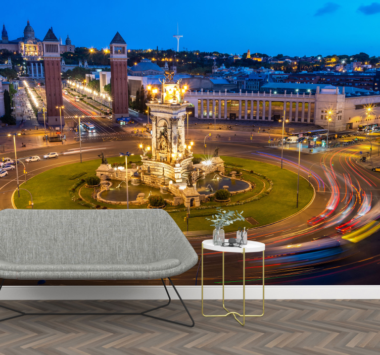Fotomural Barcelona panorámica plaza España - TenVinilo