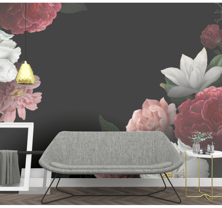 Fotomural flores Flores sobre fondo negro - TenVinilo