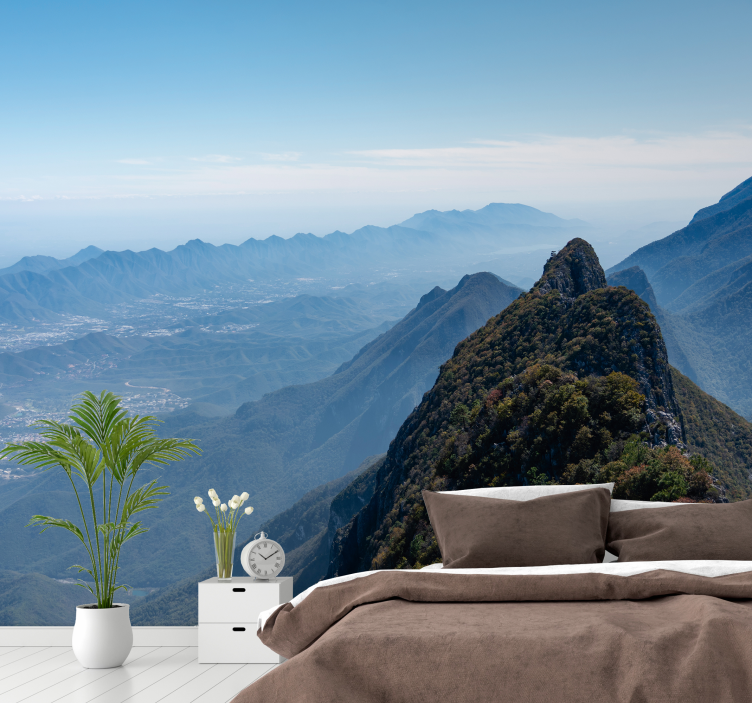 Fotomural naturaleza Sierra mazateca paisaje en la niebla - TenVinilo
