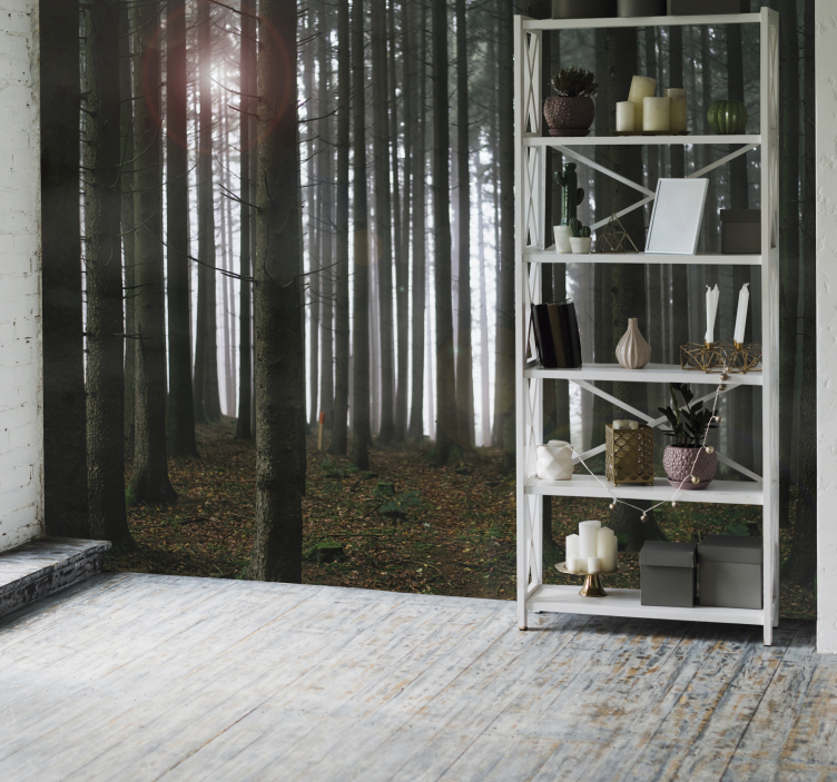 Papel pintado paisaje bosque conífero - TenVinilo