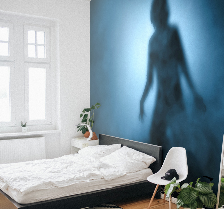 Mural pared Halloween Silueta de zombi - TenVinilo