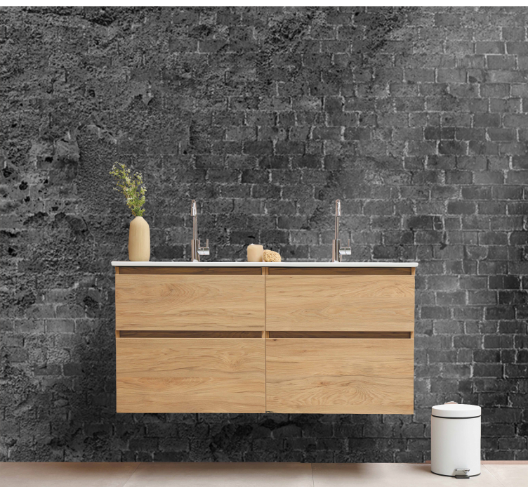 Fotomural imitación ladrillo Pared de ladrillo oscuro dañado - TenVinilo