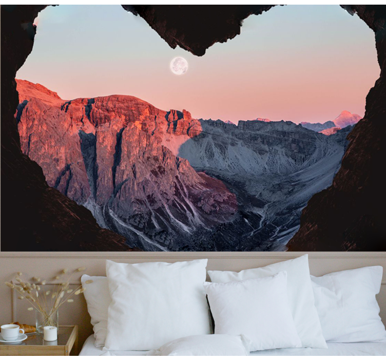 Fotomural habitación matrimonio La montaña en un corazón - TenVinilo