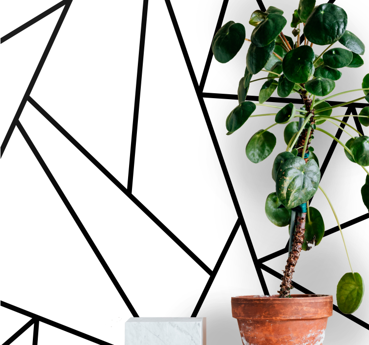 Mural para salón Lineas geometricas negras - TenVinilo