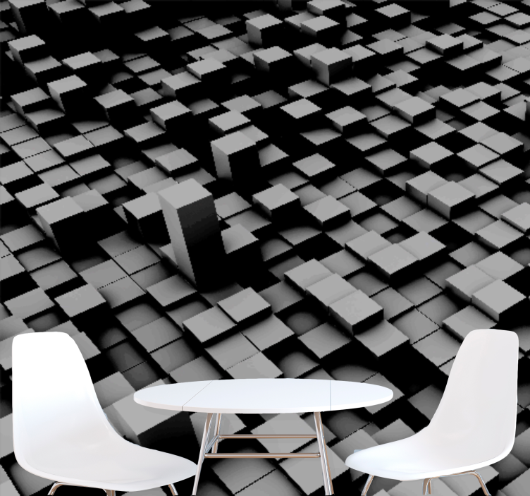 Mural abstracto formación de bloques geométricos - TenVinilo