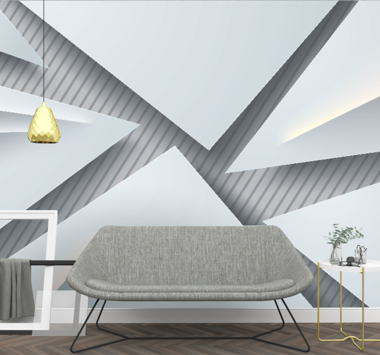 Mural abstracto formas geométricas superpuestas - TenVinilo