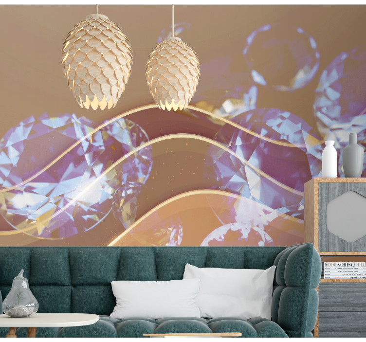 Mural abstracto olas de cristal brillantes - TenVinilo