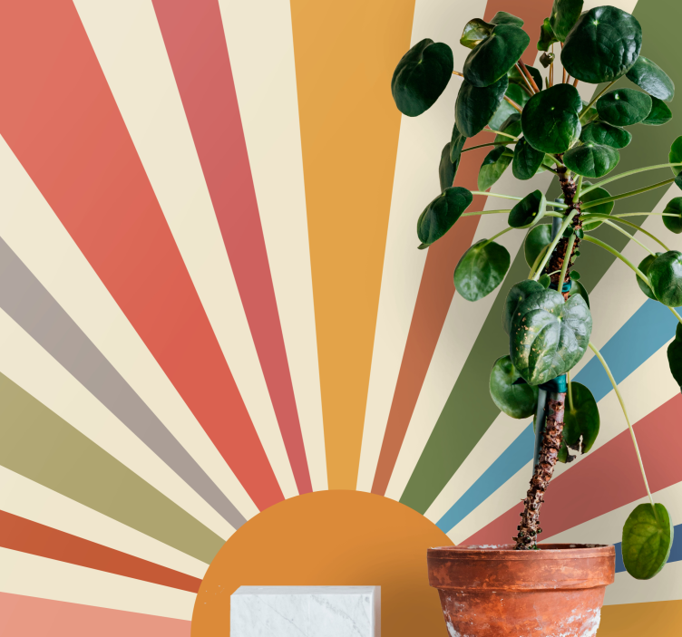 Mural abstracto patrón de rayos de sol - TenVinilo