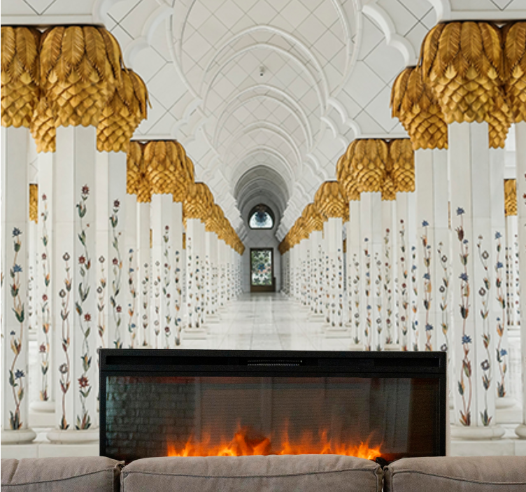 Mural africano vestíbulo de columnas majestuoso - TenVinilo