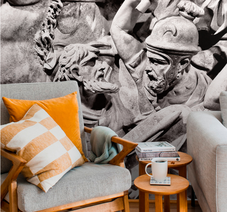 Mural arte clásico escena de batalla antigua - TenVinilo