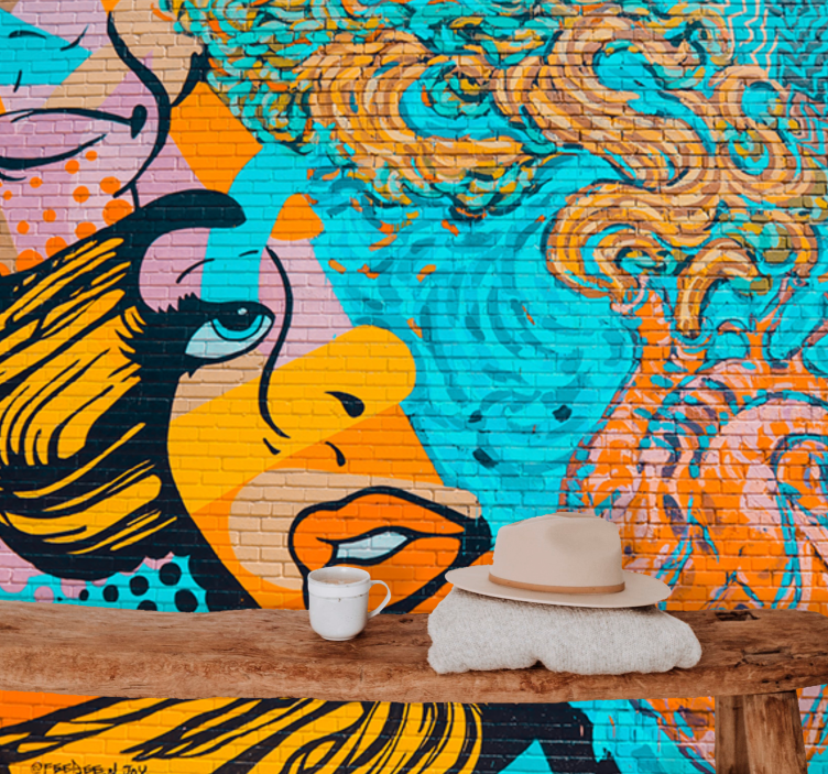 Fotomural arte urbano Graffiti rostro de mujer - TenVinilo