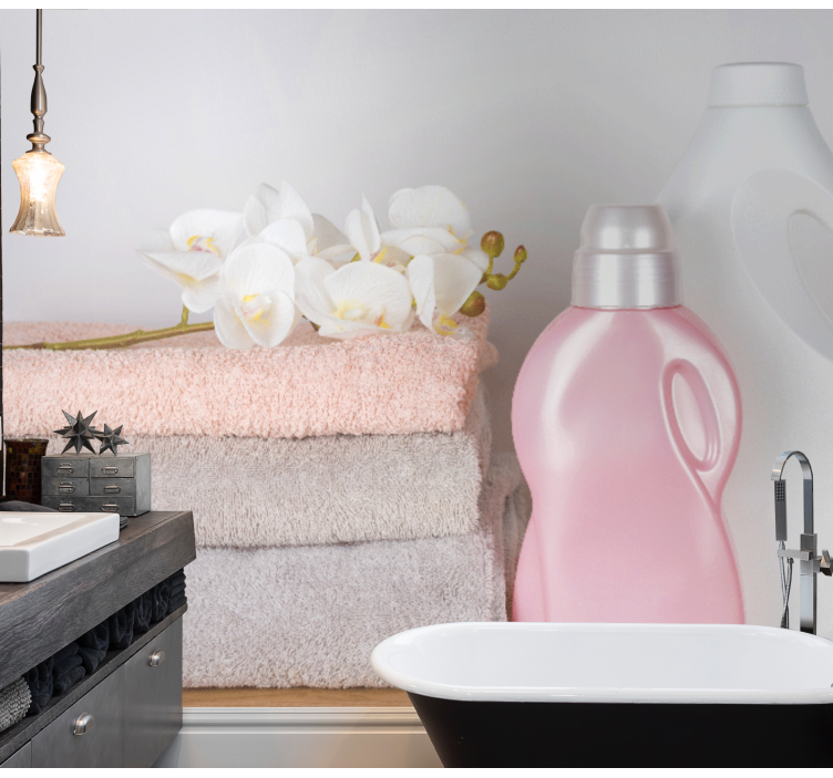 Mural baño arreglo de toallas suaves - TenVinilo