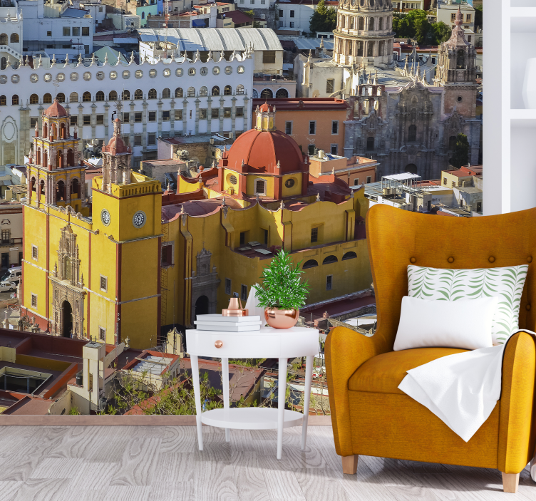 Mural ciudad histórica catedral amarilla - TenVinilo