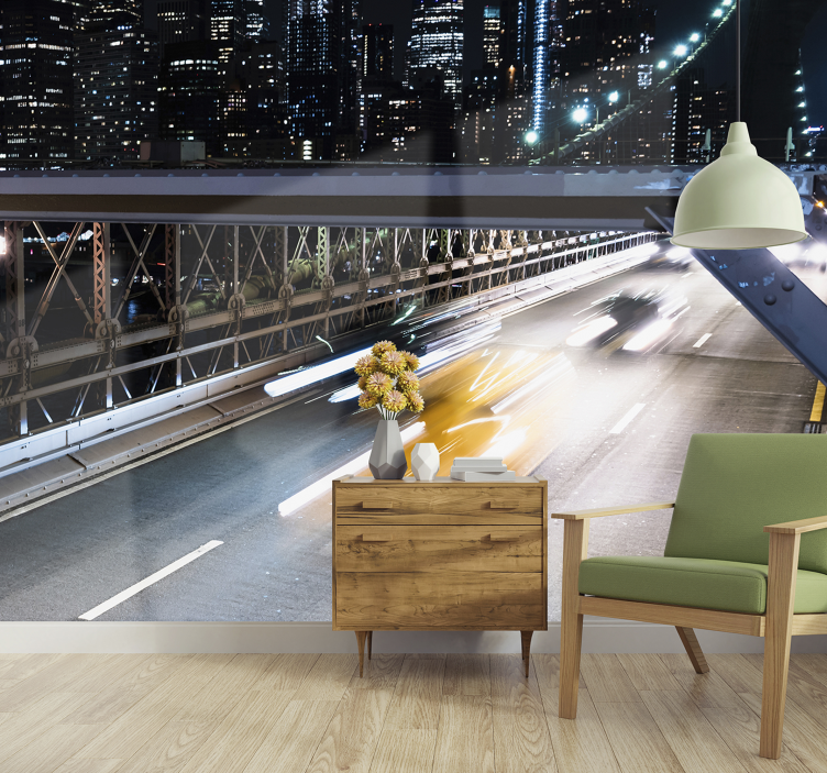 Mural ciudad luces nocturnas de la ciudad - TenVinilo