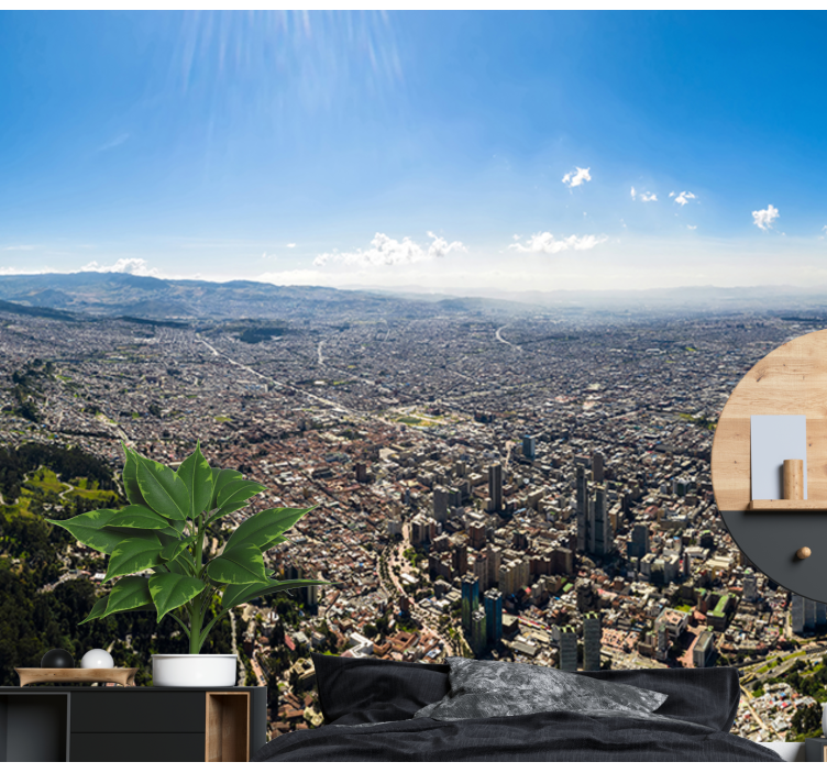 Mural ciudad paisaje urbano de bogotá - TenVinilo