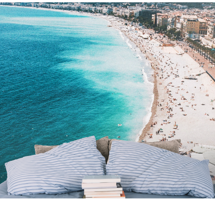 Mural ciudad paraíso de playa francés - TenVinilo