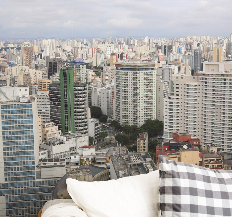 Mural ciudad perspectiva del paisaje urbano - TenVinilo