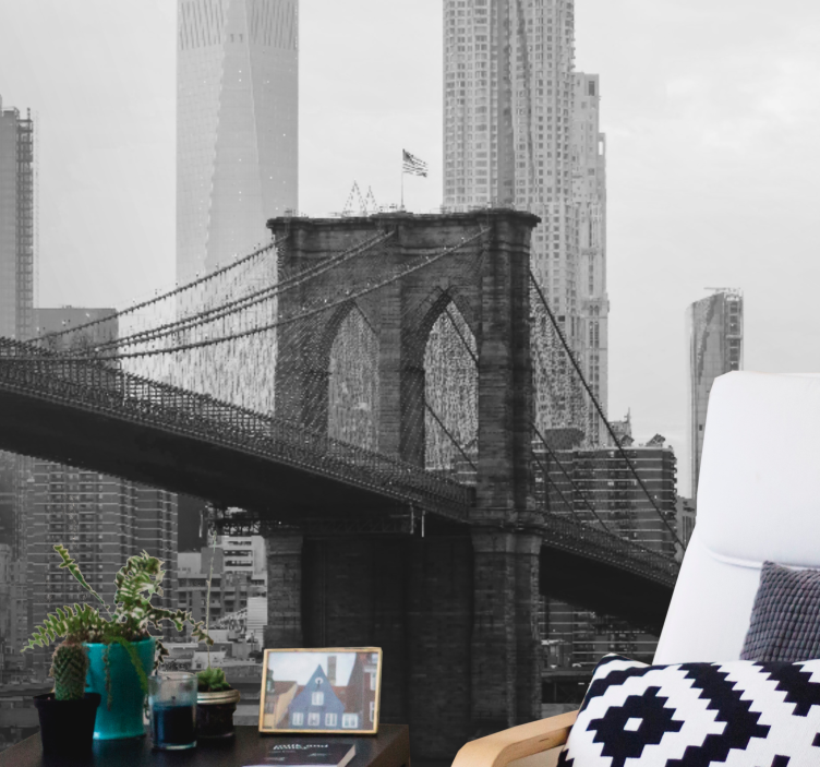 Mural ciudad silueta del puente de brooklyn - TenVinilo