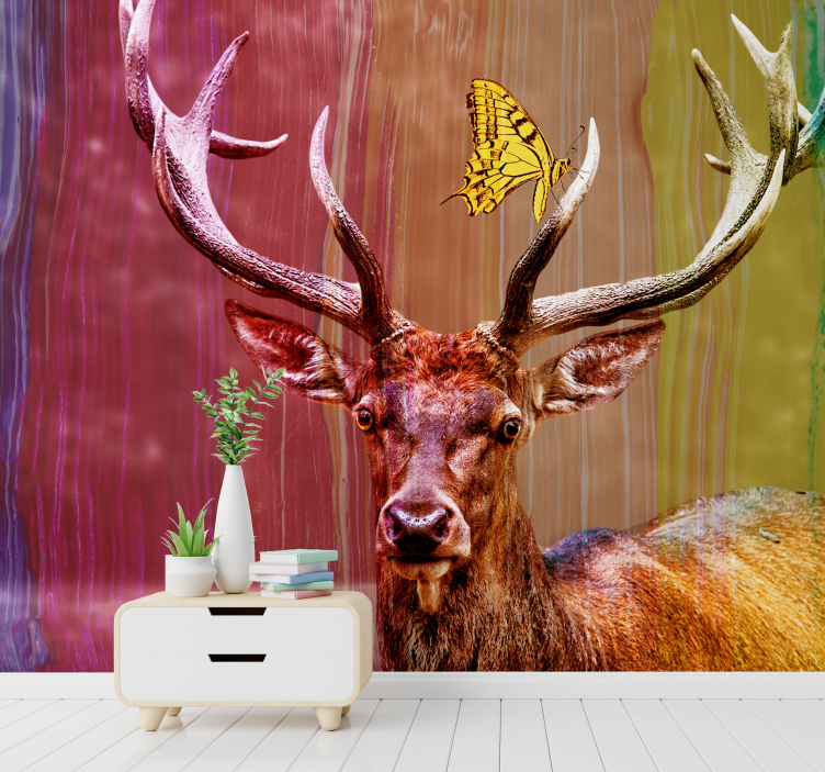Mural de animales cabeza de ciervo majestuosa - TenVinilo