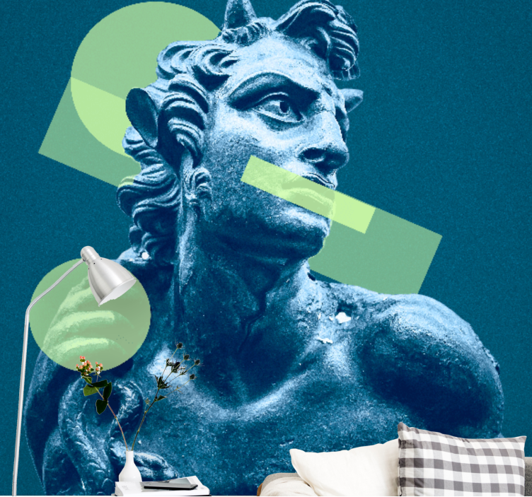 Mural de arte estatua con formas geométricas - TenVinilo