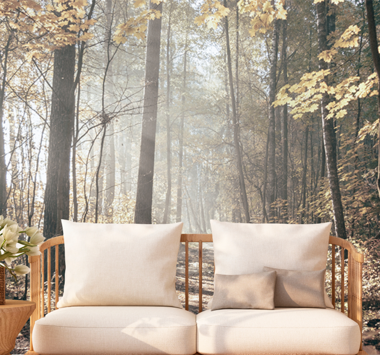 Mural de bosque camino sereno de otoño - TenVinilo