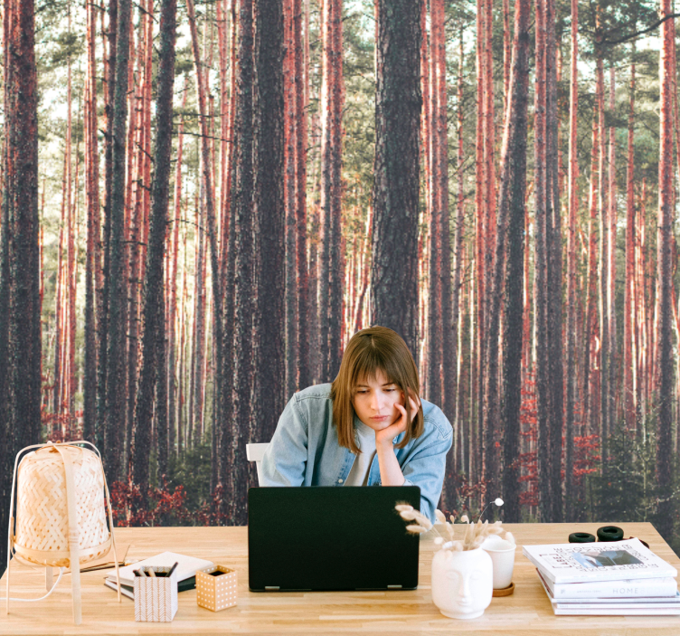 Mural de bosque pinos tranquilos - TenVinilo