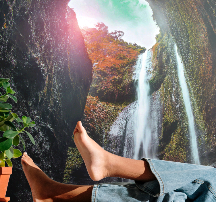 Mural de cascada paisaje de cascada majestuoso - TenVinilo