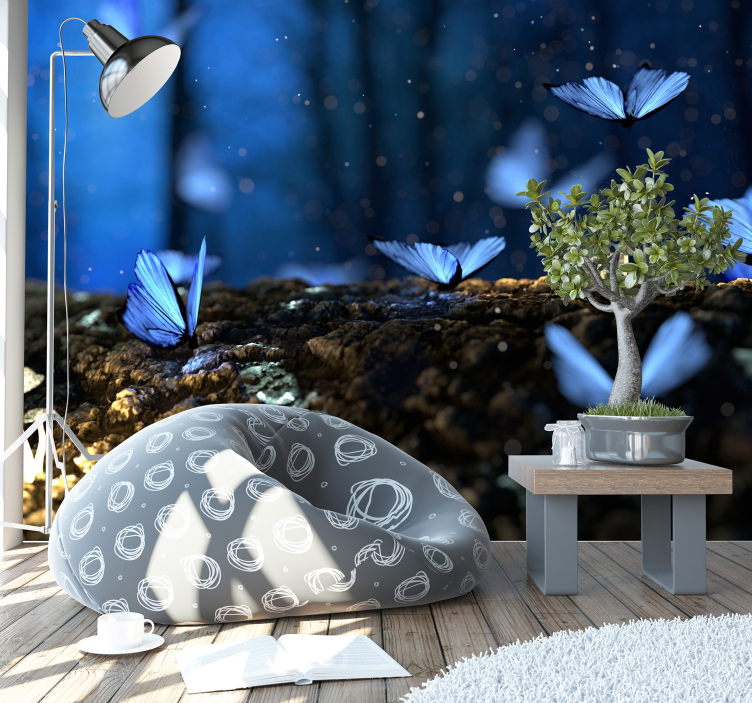 Mural de fantasía encantamiento de mariposa - TenVinilo